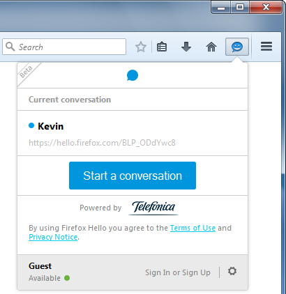 Come effettuare conversazioni audio video con Firefox Hello.