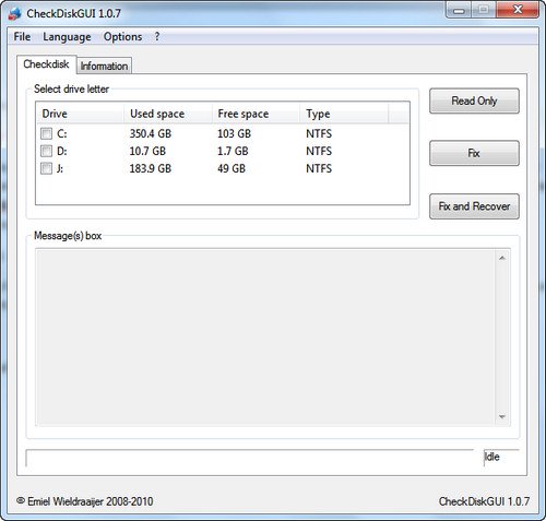 Come correggere errori nel hard disk con CheckDiskGUI.